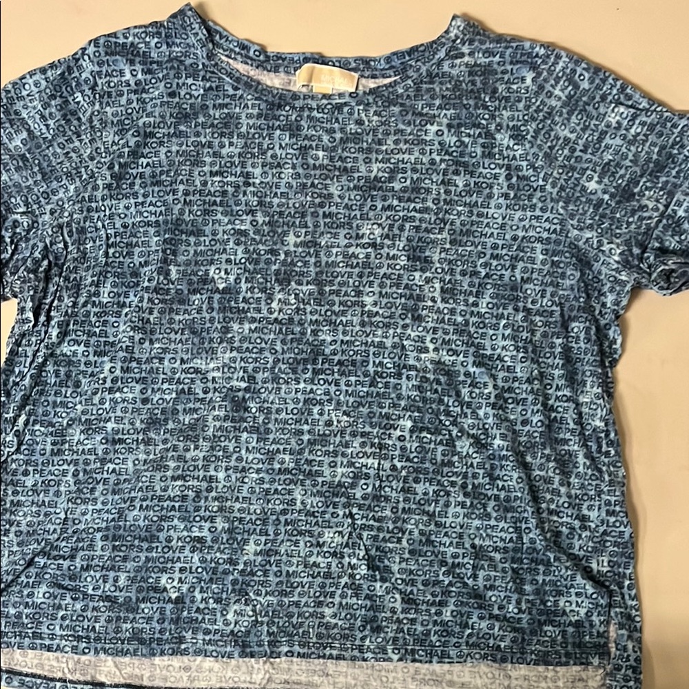 Michael Kors Blue Boxy Short Sleeve Tee
